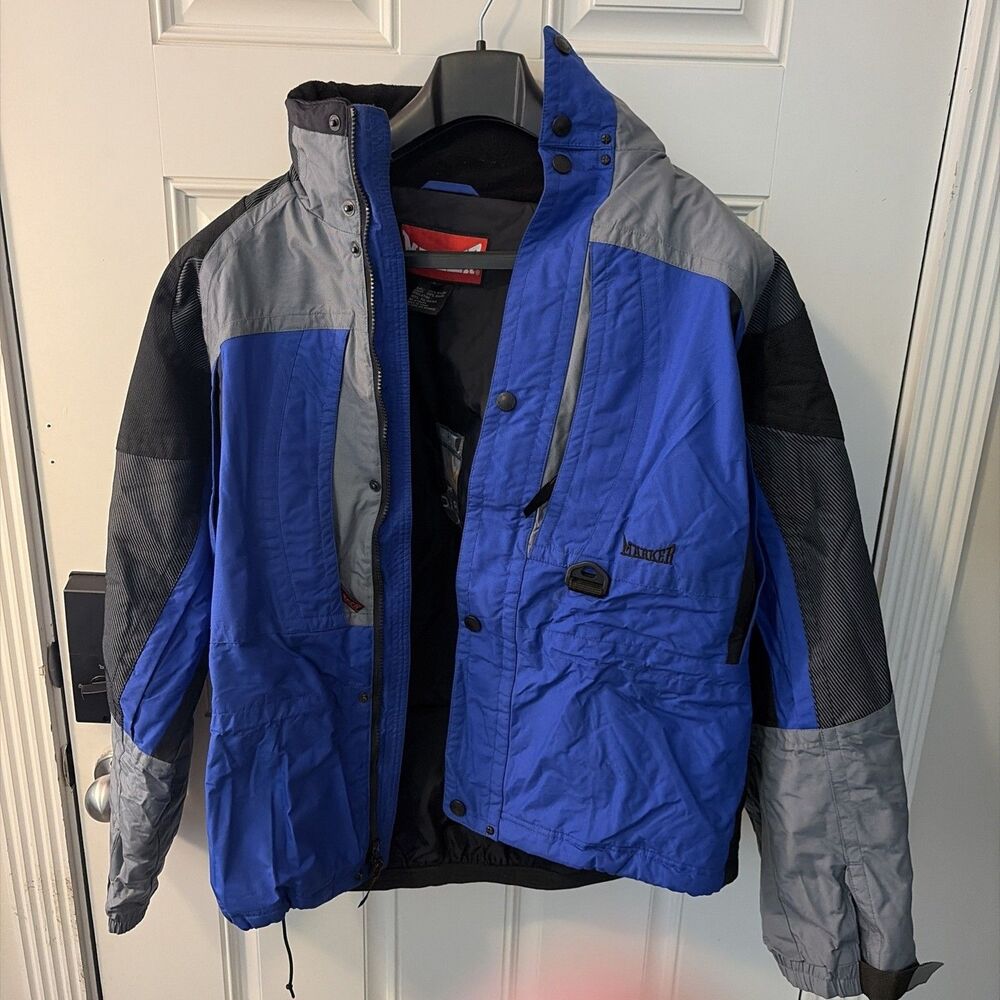 Vintage Marker Olympics 2002 Salt Lake City Mens L Blue Black Ski Jacket